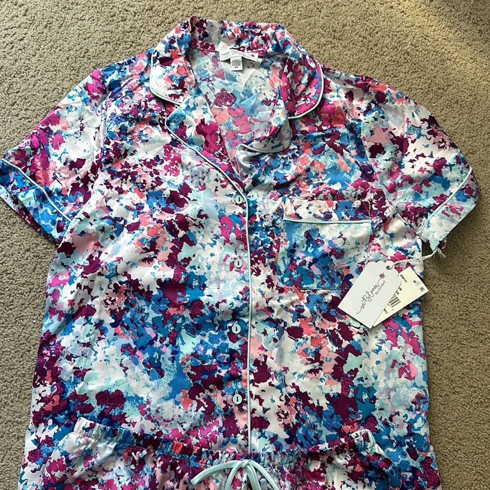In Bloom by Jonquil Silk Floral Pajama Set - Size Small - Picture 3 of 9